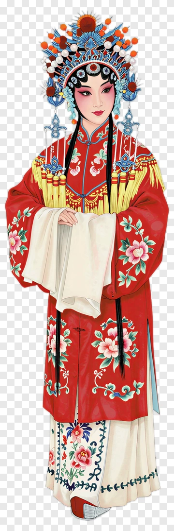 Traditional Chinese Opera Performer In Red Costume PNG