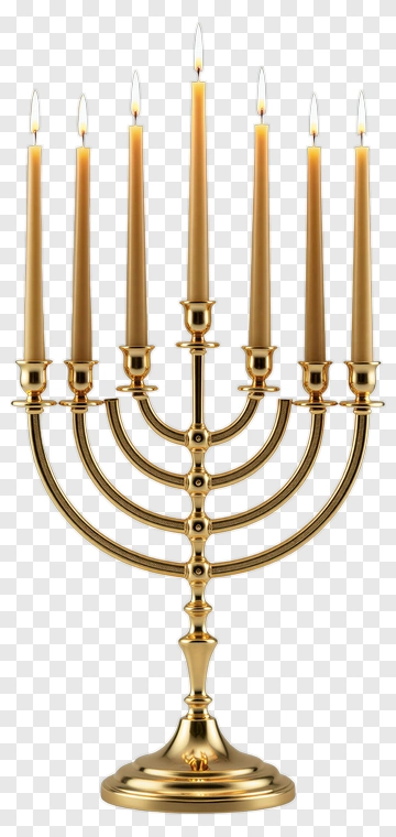 Golden Menorah With Lit Candles PNG