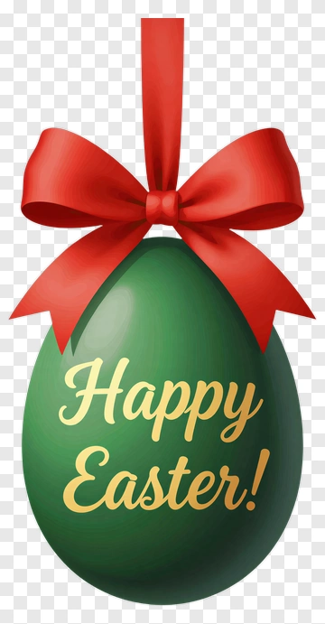 Happy Easter Egg With Red Bow PNG