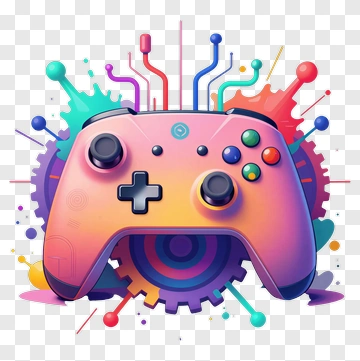 Colorful Game Controller With Abstract Design PNG