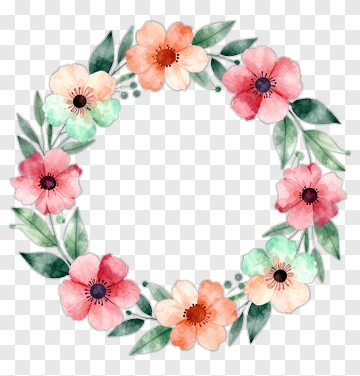 Watercolor Floral Wreath PNG