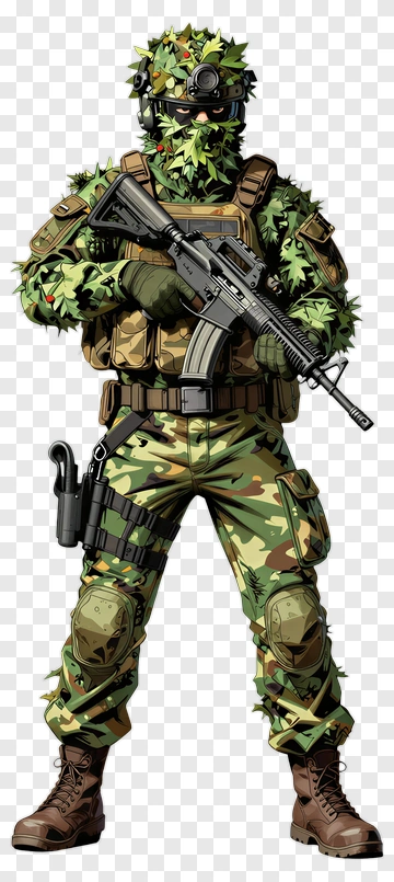 Camouflaged Soldier Holding A Rifle PNG