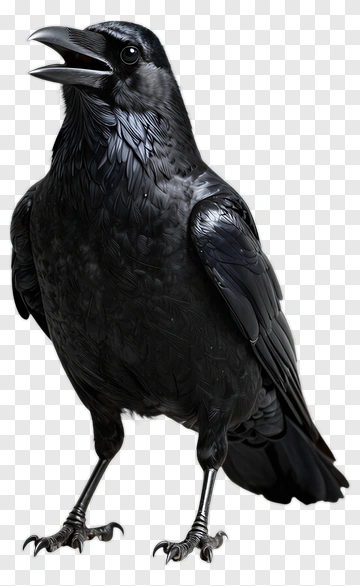 Black Raven With Open Beak PNG
