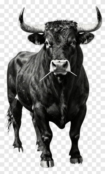 Realistic Black Bull PNG