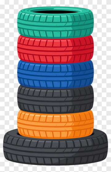 Stack Of Colorful Tires PNG