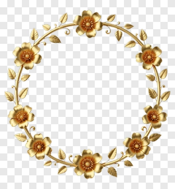 Gold Floral Wreath PNG