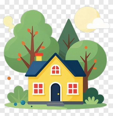 Colorful House Surrounded By Trees PNG