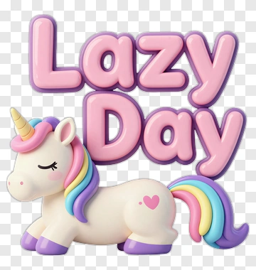 Lazy Day Unicorn With Colorful Mane PNG