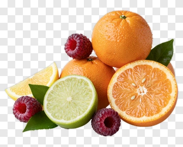 Fresh Citrus Fruits And Raspberries PNG
