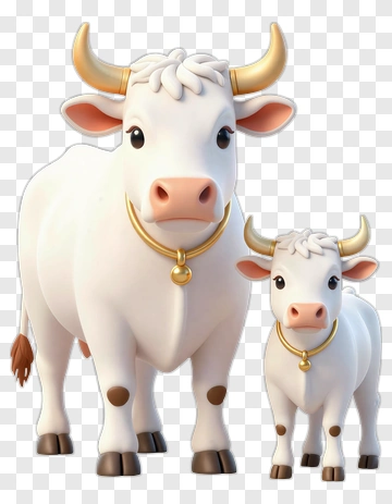 Cartoon Cows Standing Together PNG