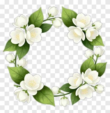 Floral Wreath With White Jasmine Flowers PNG