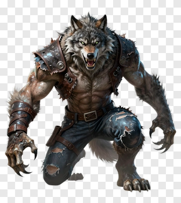Fierce Werewolf In Tattered Armor PNG