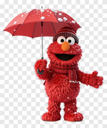 Elmo Holding A Red Umbrella PNG