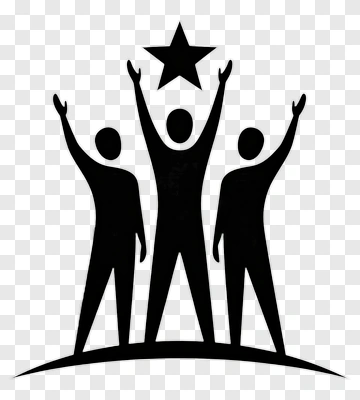 Silhouette Team Celebrating With A Star PNG