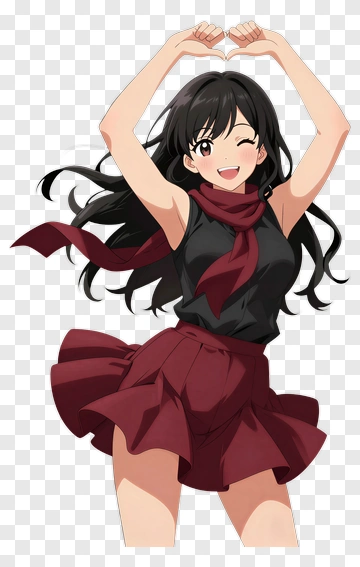 Happy Girl Making A Heart Gesture PNG