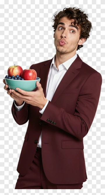 Man Holding A Bowl Of Fruit PNG