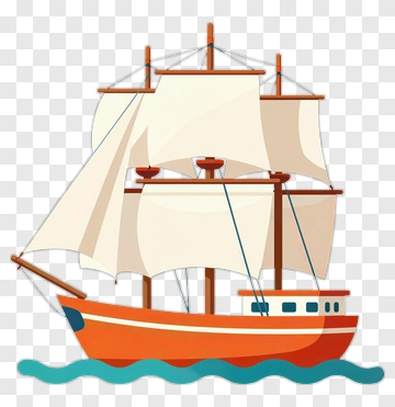 Sailing Ship With White Sails PNG