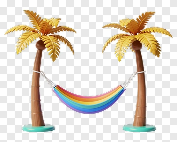 Colorful Hammock Between Palm Trees PNG