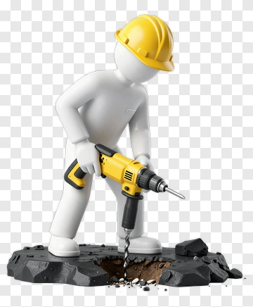 3D Construction Worker Using A Drill PNG