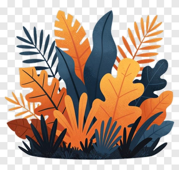 Colorful Leafy Plant Composition PNG