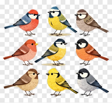 Colorful Collection Of Birds PNG