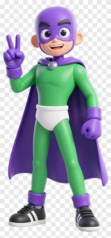 Cartoon Superhero Giving A Peace Sign PNG