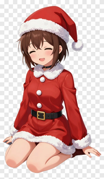 Happy Girl In A Santa Outfit PNG