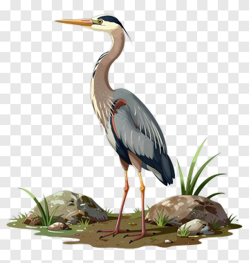 Illustration Of A Heron Standing On The Ground PNG