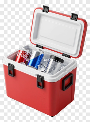 Red Cooler Filled With Beverages PNG