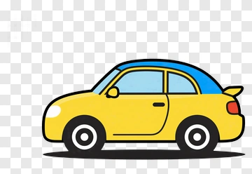 Cartoon Yellow Car With Blue Roof PNG