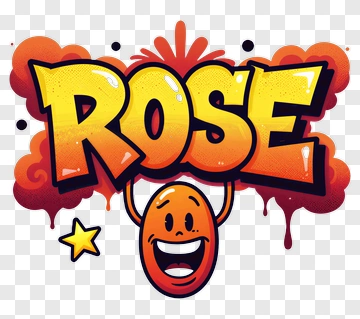 Cartoon Rose Text With Smiling Face PNG