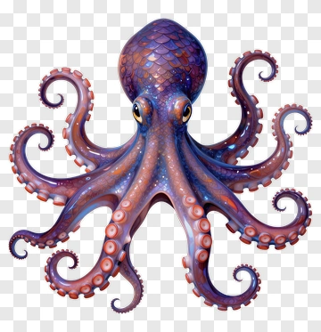 Colorful Octopus With Tentacles PNG