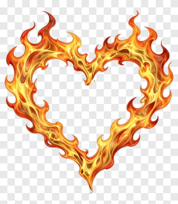 Flaming Heart Shape PNG