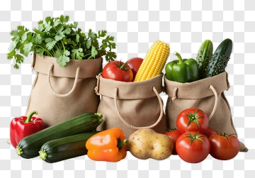 Vegetable Bags Filled With Fresh Produce PNG