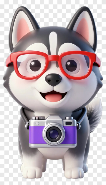 Cartoon Dog Holding A Camera PNG