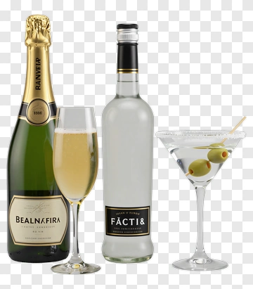Beverage Arrangement With Champagne And Martini PNG