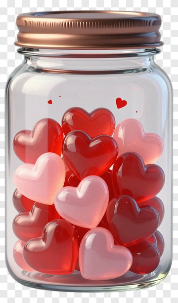 Jar Of Colorful Heart Candies PNG