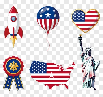 Statue Of Liberty And American Themed Icons PNG
