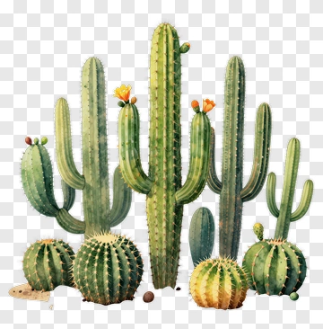 Cacti In A Desert Landscape PNG