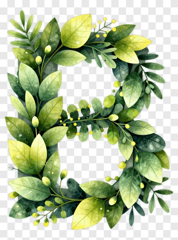 Floral Letter B Wreath PNG