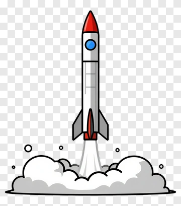 Cartoon Rocket Launching With Smoke PNG