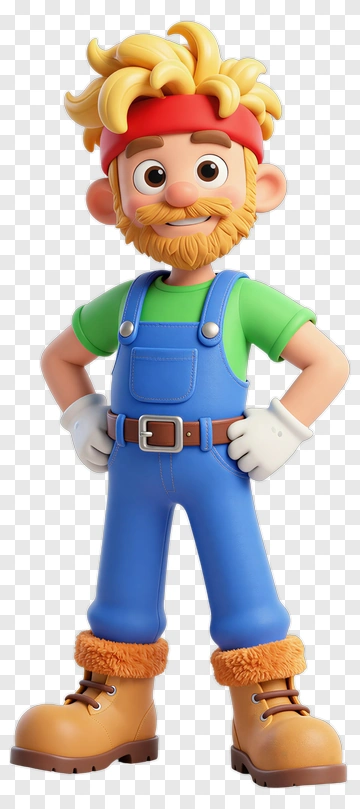 3D Farmer With Overalls And Boots PNG