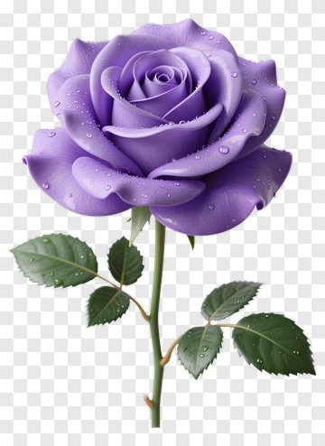 Purple Rose With Water Droplets PNG