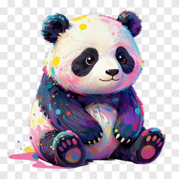 Colorful Cartoon Panda PNG
