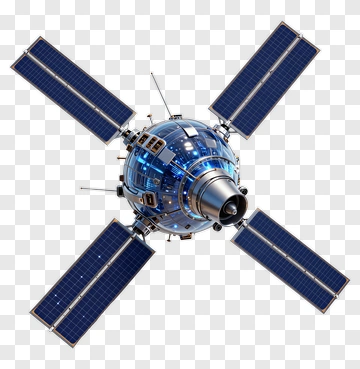 3D Satellite With Solar Panels PNG