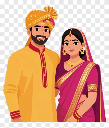 Couple In Traditional Indian Attire PNG