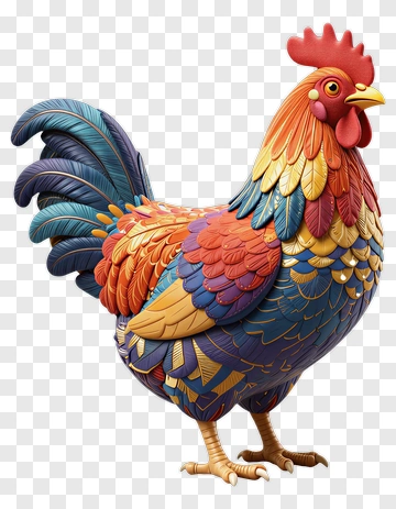 Colorful 3D Rooster PNG