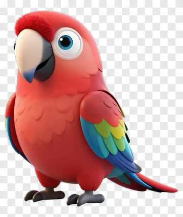 Cartoon Parrot With Colorful Feathers PNG