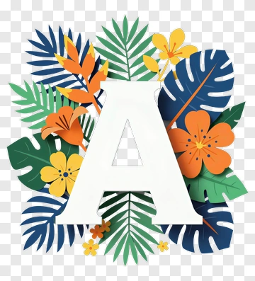 Colorful Floral Letter A Decoration PNG