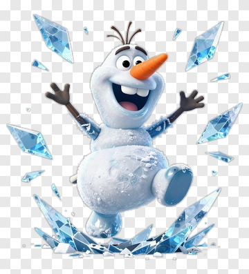 Snowman Character Jumping With Ice Crystals PNG